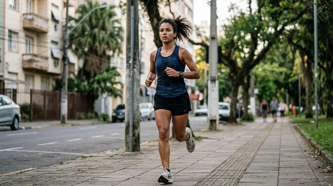 Mulher correndo na rua