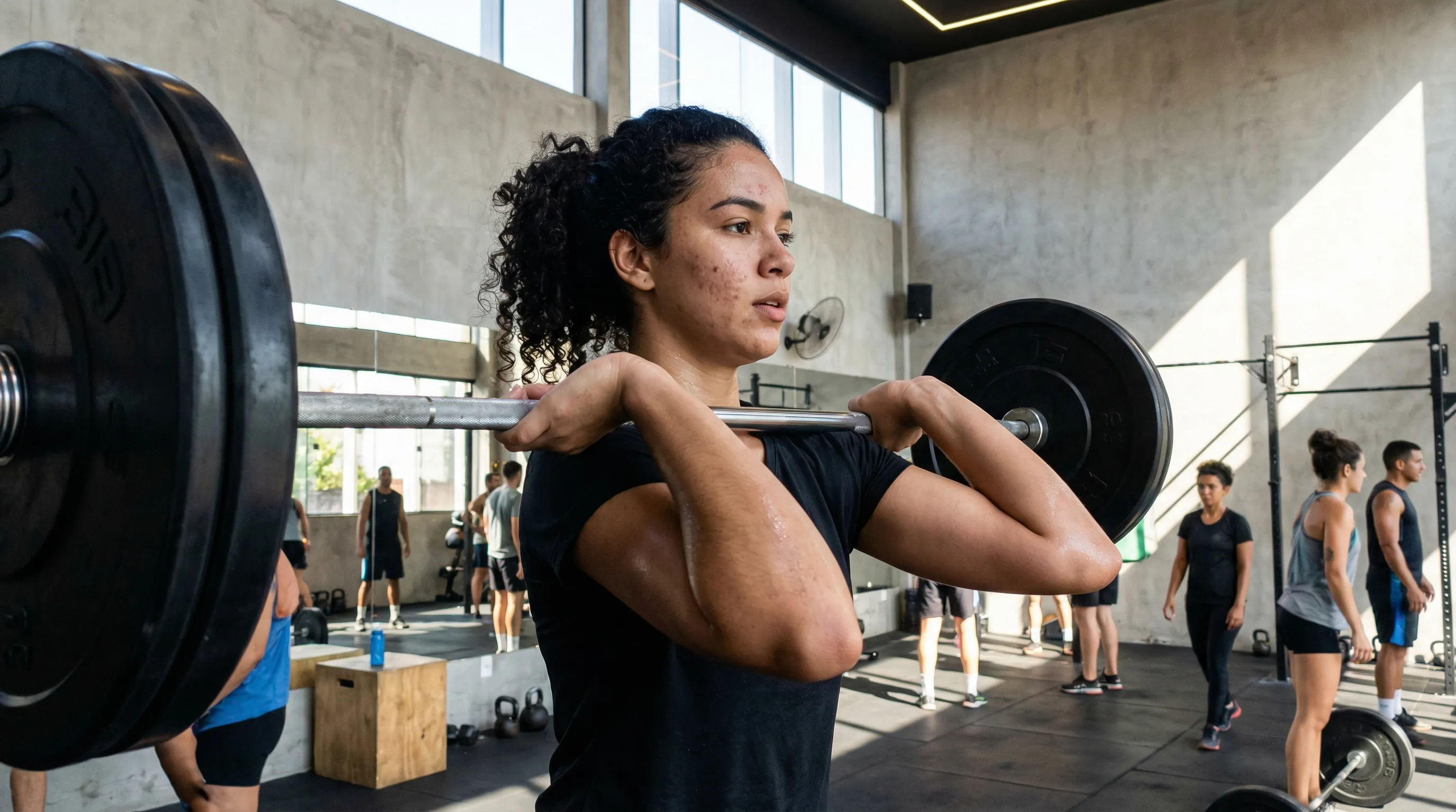 Mulher treinando força na academia